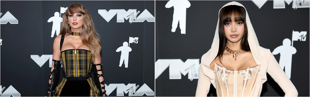 Taylor Swift and Lisa Turn Heads with Bold Poses on the 2024 VMAs Red Carpets